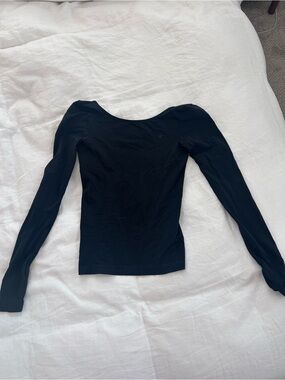 Free People Black Long-Sleeve Scoop back Top